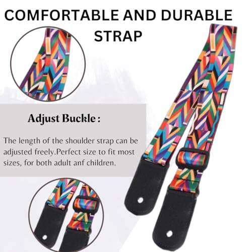 MOCKING BIRD Guitar Strap for Acoustic Adjustable Buckle Electric Guitar Strap Polyester Guitar Belt For Acoustic/Bass/Electric Guitars (Rainbow) - Image 2