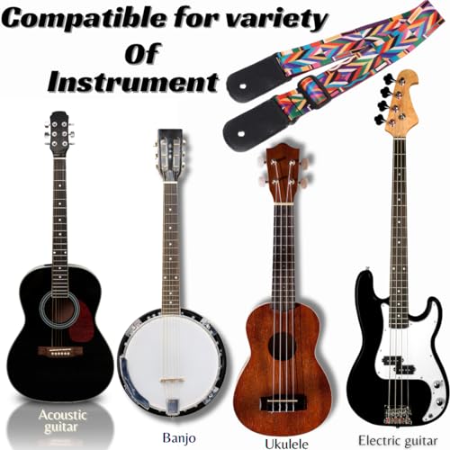 MOCKING BIRD Guitar Strap for Acoustic Adjustable Buckle Electric Guitar Strap Polyester Guitar Belt For Acoustic/Bass/Electric Guitars (Rainbow) - Image 5