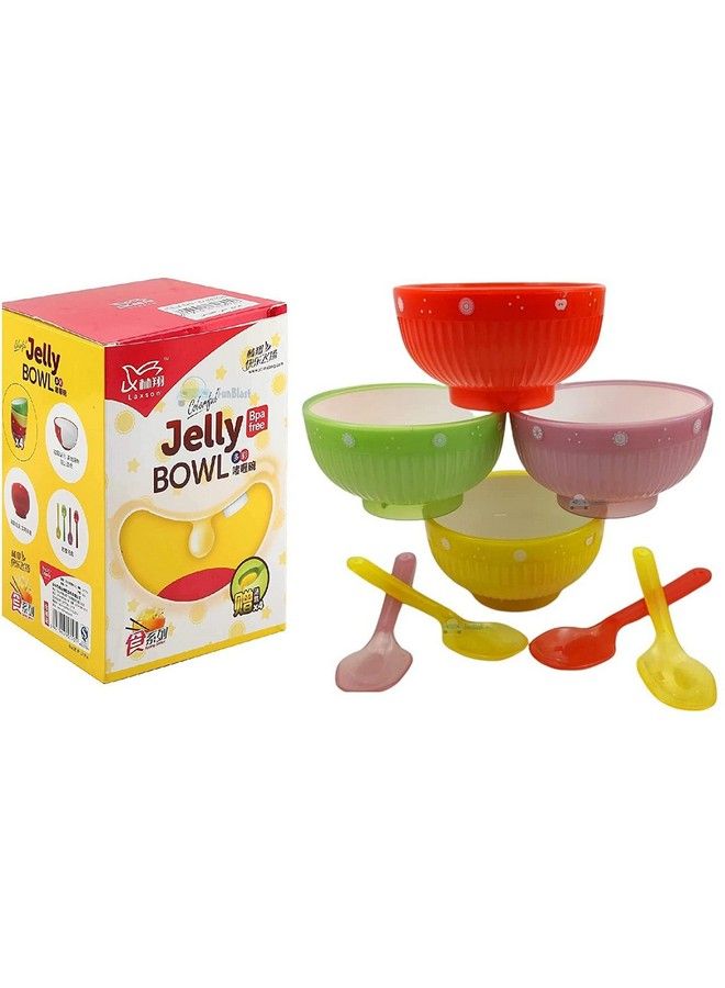 FunBlast Cartoon Print Feeding Bowl Set For Kidsbpa Free Bowls With Spoon For Kids (Set Of 4; Multicolor) - Image 2