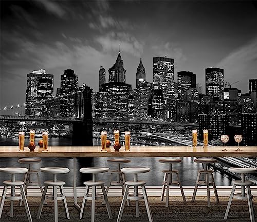 WFBHUABrooklyn Bridge Wall Mural Black New York City Landscape Photo Wallpaper for Living Room BedroomNot Peel and Stick - Image 3