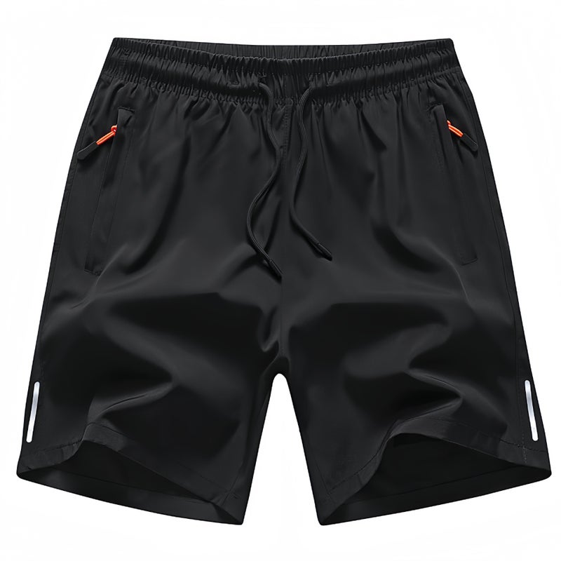 شورتات سبانديكس حرير الجليد للرجال 2025 صيف سريع الجفاف مقاس زائد فضفاض غير رسمي شورتات رياضية بنطلونات تنفسية 108 أسود [مادة سبانديكس] - Image 1