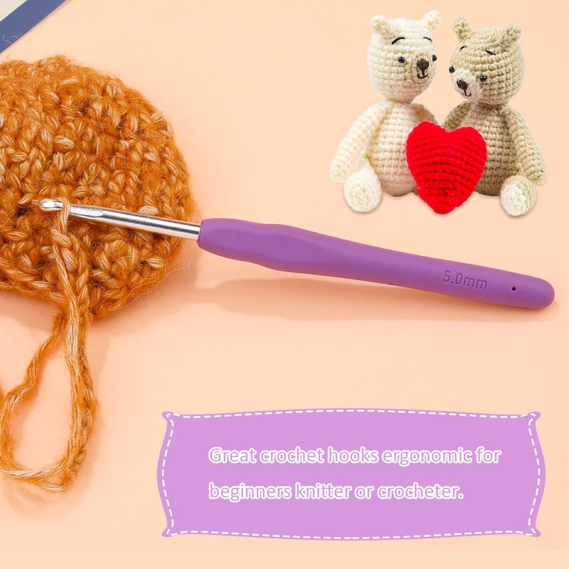 SHWAKK Crochet Hook, 5.0 mm Ergonomic Crochet Hook, Crochet Needles for Arthritic Hands, Knitting Needles with Soft Handle Beginners and Experienced Hobbyists (5.0 mm) - Image 5