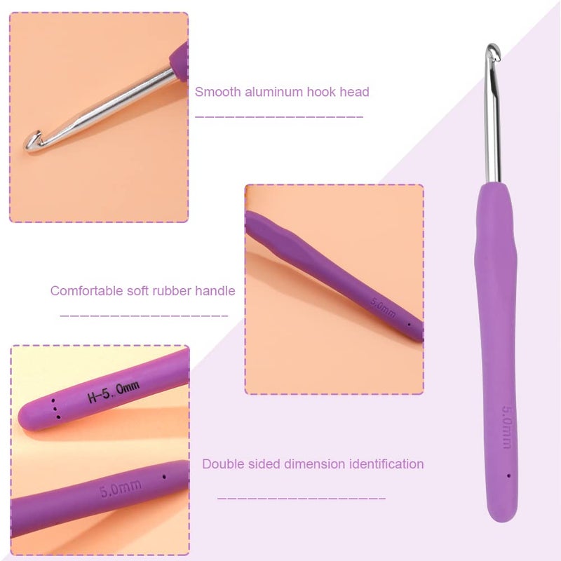 SHWAKK Crochet Hook, 5.0 mm Ergonomic Crochet Hook, Crochet Needles for Arthritic Hands, Knitting Needles with Soft Handle Beginners and Experienced Hobbyists (5.0 mm) - Image 3