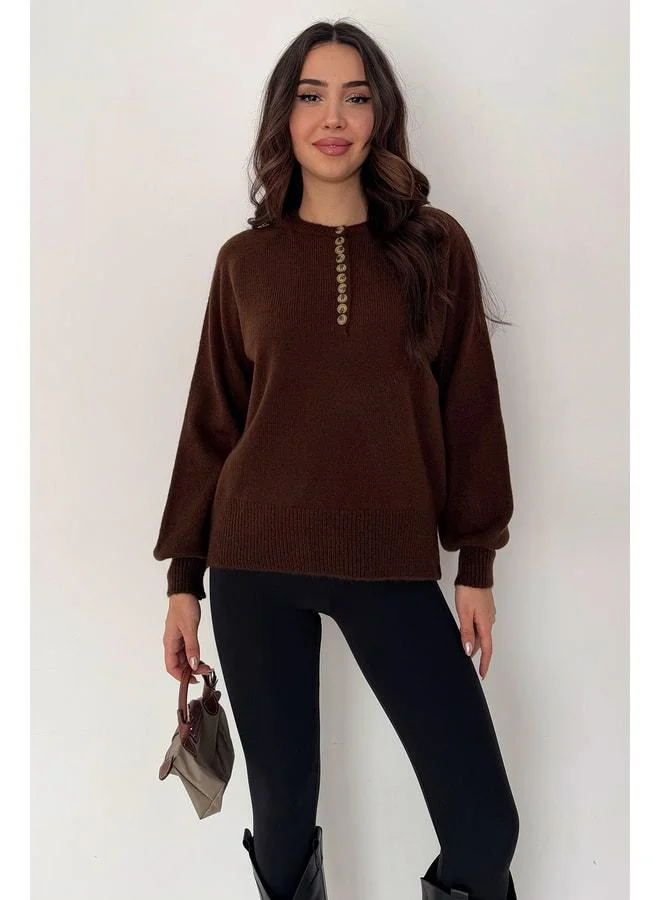 Noa Noa Women's Buttoned Knit Sweater - Red Stitch