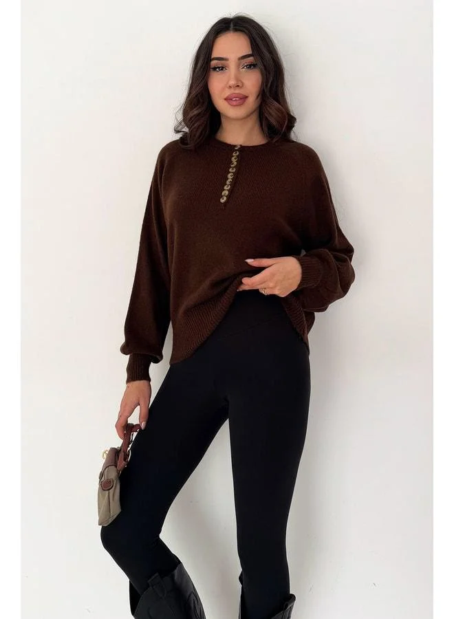 Noa Noa Women's Buttoned Knit Sweater - Red Stitch
