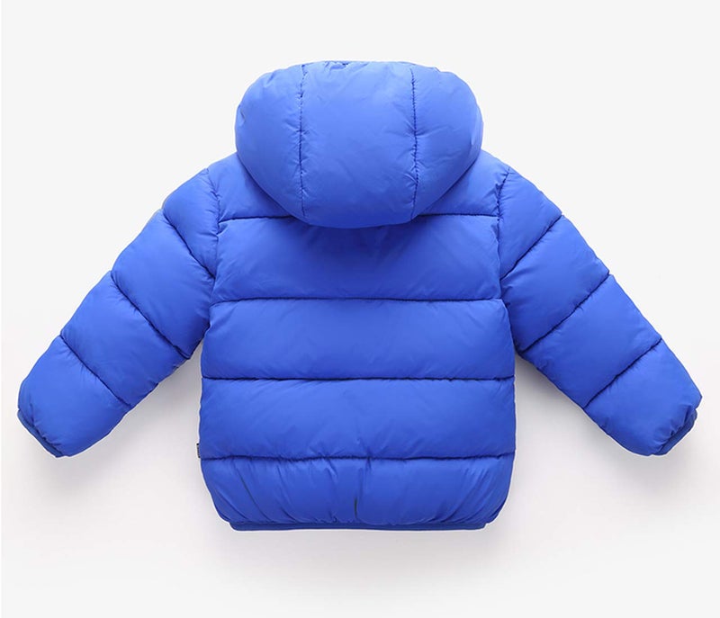 Happy Cherry Boy Down Jacket Windproof Long Sleeve Snowsuit with a Removable Hood for Winter Hiking Skiing Blue Small - Image 2