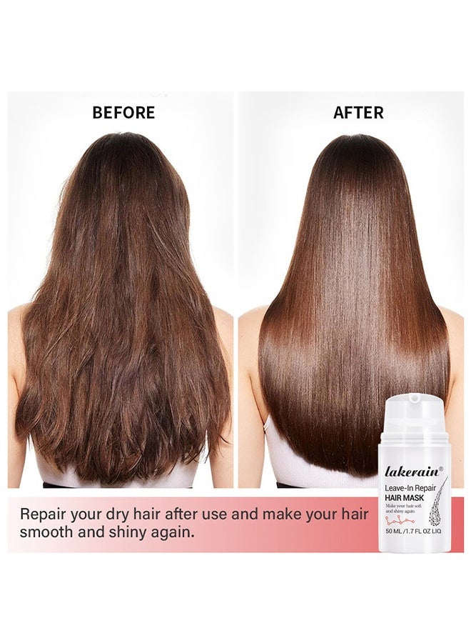 ليكرين قناع شعر للإصلاح بدون شطف، يعيد ترطيب الشعر الجاف والتالف، قناع إصلاح يترك على الشعر ليجعل الشعر ناعمًا ولامعًا وبراقًا بدون غسيل، قناع لإصلاح الشعر الجاف والتالف، 50 مل - Image 4