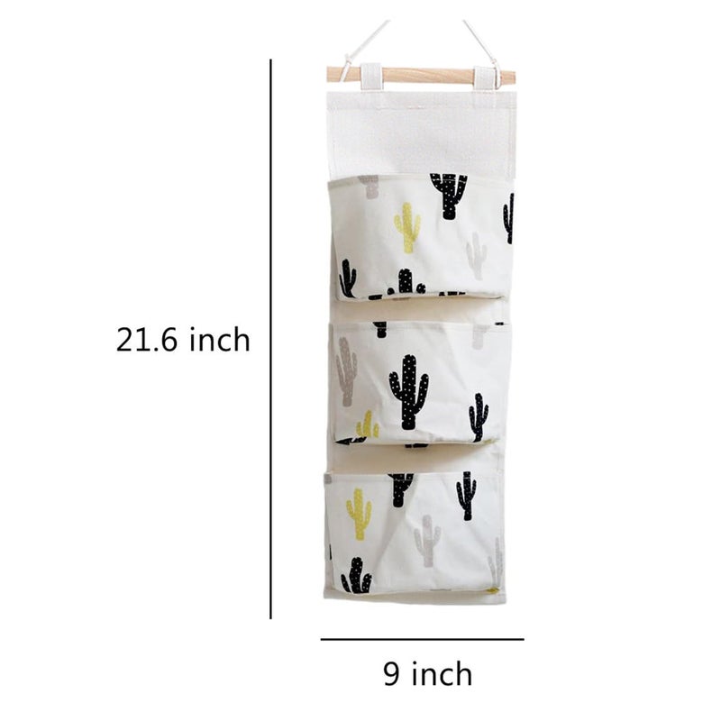KRLIFCSL Cactus Wall Door Closet Hanging Storage Bag Canvas Fabric 3 Pockets Over The Door Organizer Pouch, 2 Pack (Cactus) - Image 2