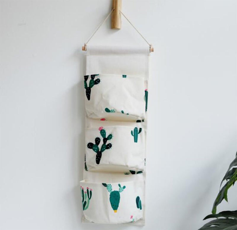 KRLIFCSL Cactus Wall Door Closet Hanging Storage Bag Canvas Fabric 3 Pockets Over The Door Organizer Pouch, 2 Pack (Cactus) - Image 5