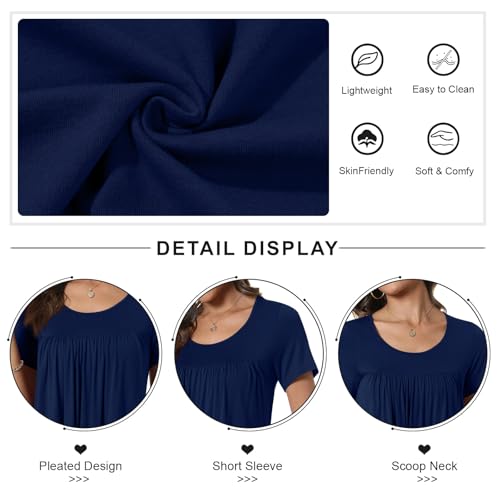 CATHY Women's 2025 Summer Short Sleeve Tunic Tops Loose Fit Comfy Blouses Casual Shirts for Leggings M-4XL,XL,Mint Green - Image 5