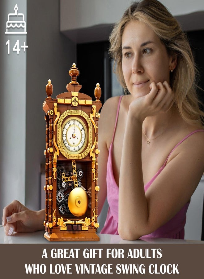 Vziimo Retro Swing Clock Building Blocks Set, Vintage Pendulum Clock with Functional Clock Mechanism Model Kit, Creative Gift Toys for Adults Kids 8+ (751 Pieces) - Image 5