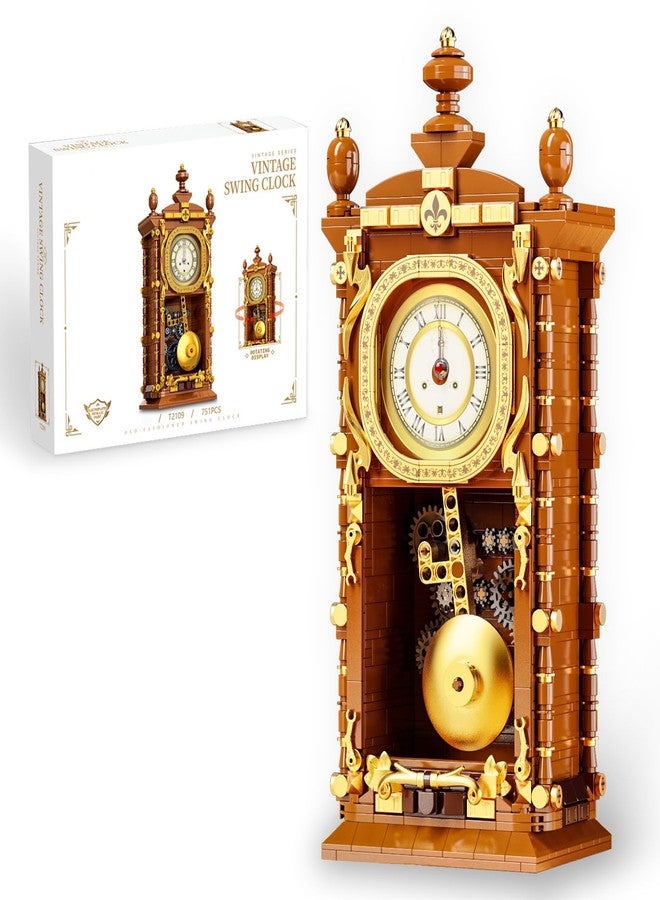 Vziimo Retro Swing Clock Building Blocks Set, Vintage Pendulum Clock with Functional Clock Mechanism Model Kit, Creative Gift Toys for Adults Kids 8+ (751 Pieces) - Image 1