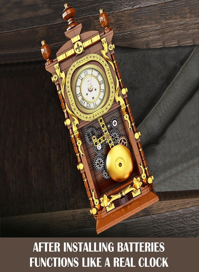 Vziimo Retro Swing Clock Building Blocks Set, Vintage Pendulum Clock with Functional Clock Mechanism Model Kit, Creative Gift Toys for Adults Kids 8+ (751 Pieces) - Image 4