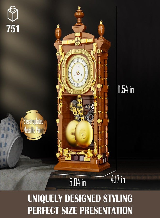 Vziimo Retro Swing Clock Building Blocks Set, Vintage Pendulum Clock with Functional Clock Mechanism Model Kit, Creative Gift Toys for Adults Kids 8+ (751 Pieces) - Image 3