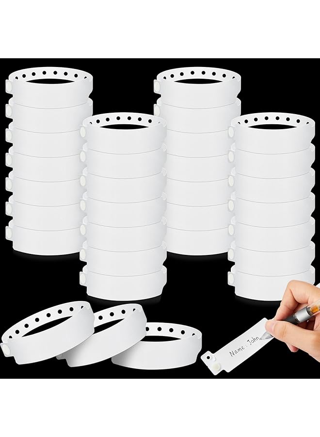 إيروريكس 100 قطعة من أساور المستشفيات، أساور بلاستيكية بيضاء للمناسبات، أساور طبية للمرضى، أساور من الفينيل، أساور هوية مقاومة للماء للمناسبات والحفلات والمستشفيات - Image 1