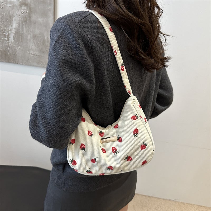 Underarm Bag For Women Trendy Autum Cute Strawberry Small Square Bag Literary Shoulder Bag Casual Crossbody Bag - Image 3