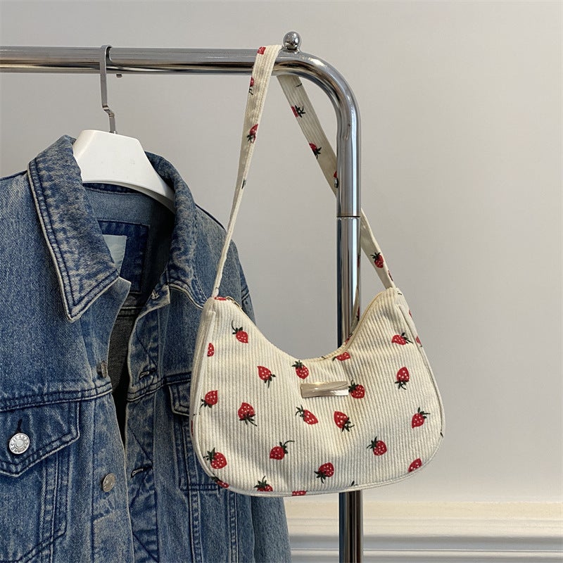 Underarm Bag For Women Trendy Autum Cute Strawberry Small Square Bag Literary Shoulder Bag Casual Crossbody Bag - Image 4