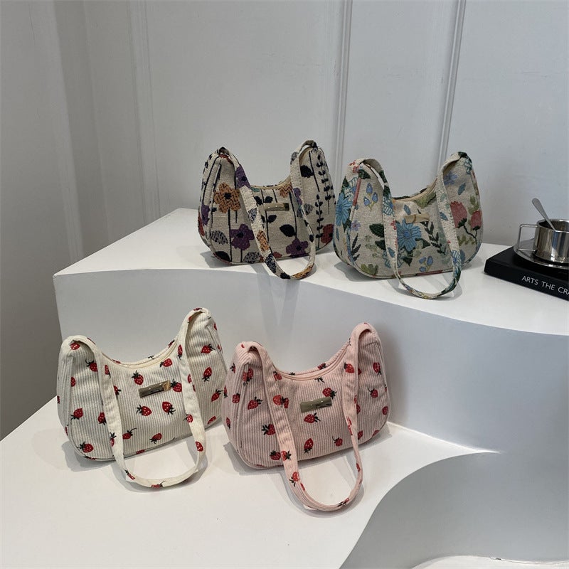 Underarm Bag For Women Trendy Autum Cute Strawberry Small Square Bag Literary Shoulder Bag Casual Crossbody Bag - Image 5