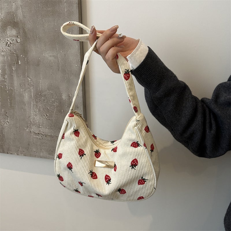 Underarm Bag For Women Trendy Autum Cute Strawberry Small Square Bag Literary Shoulder Bag Casual Crossbody Bag - Image 2