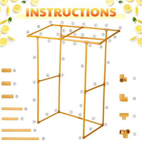 Jingmore 53 Sets Lemonade Stand Supplies Kit Include 47 x 51 Lemonade Stand Table Cover and 50 Pcs Disposable Cups Lids Straws Pitcher for Community charity Activities Party (Stand Included)(Lovely) - Image 3