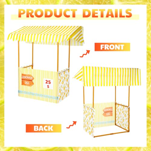 Jingmore 53 Sets Lemonade Stand Supplies Kit Include 47 x 51 Lemonade Stand Table Cover and 50 Pcs Disposable Cups Lids Straws Pitcher for Community charity Activities Party (Stand Included)(Lovely) - Image 4