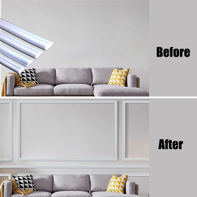 ZHIVEZEN 20FTÃ—0.9'' Peel and Stick Wall Molding Trim, TPE Rubber Flexible Chair Rail for Mirror Frames, Doors & Home Decor - Matte White (Note: Heat Treatment Required for Best Adhesion) - Image 3