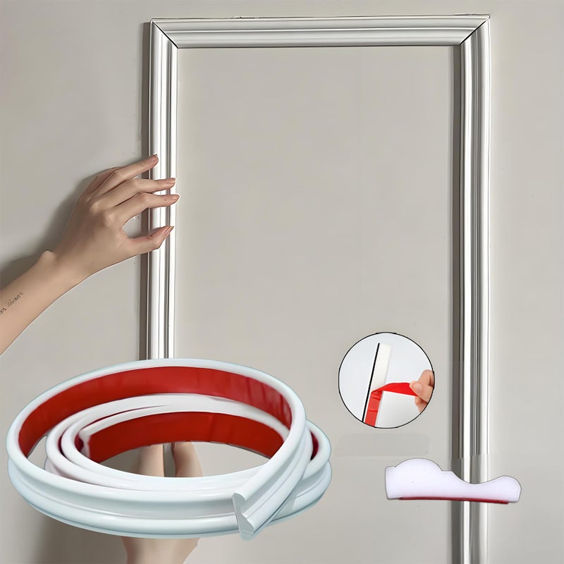 ZHIVEZEN 20FTÃ—0.9'' Peel and Stick Wall Molding Trim, TPE Rubber Flexible Chair Rail for Mirror Frames, Doors & Home Decor - Matte White (Note: Heat Treatment Required for Best Adhesion) - Image 1