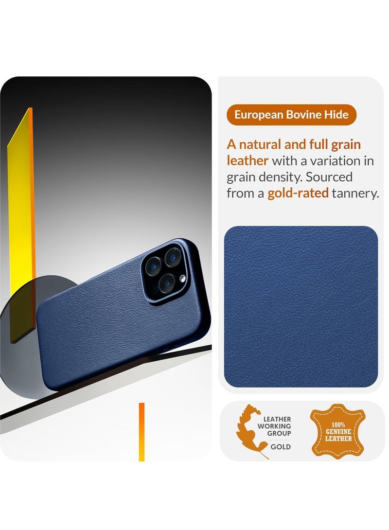 JAJEEK "Classic European Leather Case for iPhone 16 Pro – Azzurro Blue, Softens Over Time, MagSafe Compatible" - Image 3
