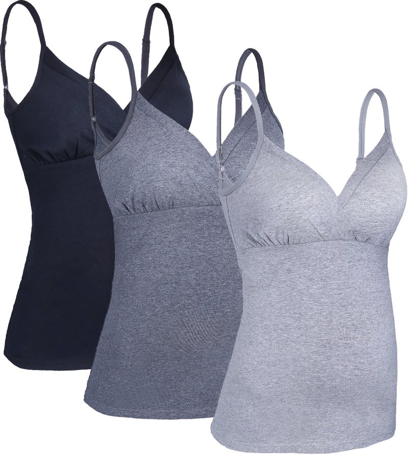 SUIEK Nursing Tops Tank Shirt Cami Sleep Bra for Maternity and Breastfeeding 3PCS/Pack (Large) - Image 1
