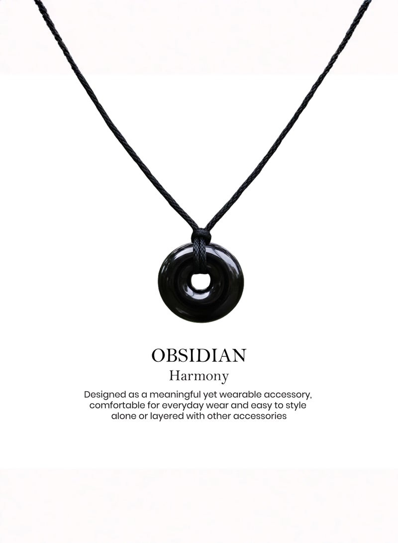 British Fossils Donut Pendant 6Mm Obsidian Necklace - Image 3