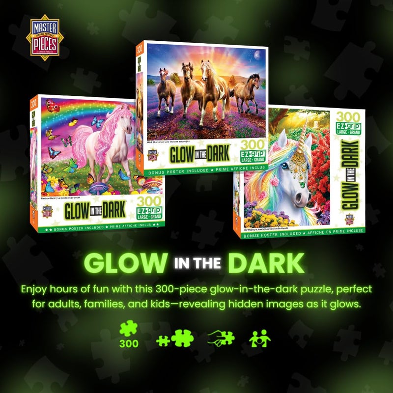 Masterpieces 300 Piece EZ Grip Glow in the Dark Jigsaw Puzzle - Rainbow World - 18"x24" - Image 2