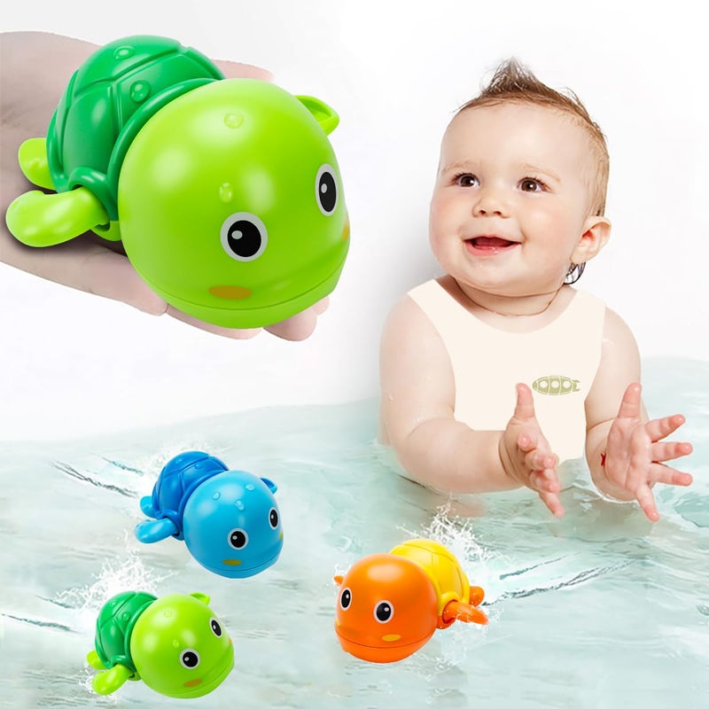 TOHIBEE Bath Toys, Cute Swimming Turtle Baby Bath Toys for Toddler 1-3, Water Pool Floating Wind Up Toys for 1 Year Old Boy Girl Gifts, Infant Toddlers Kids Bathtub Toys, 3 Pack - Image 1