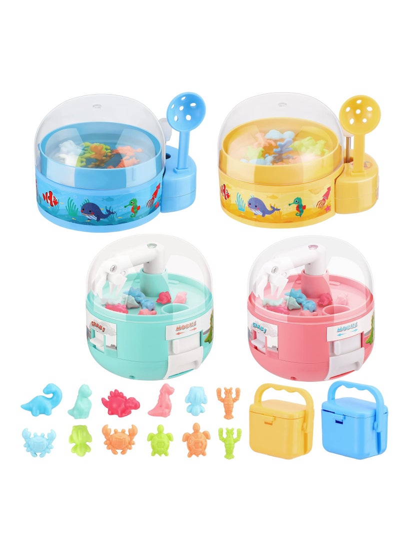 SYOSI 4 Sets Mini Dinosaur Claw Machine Toy, Fish Catcher with Sea Creature Figures, Handheld Tiny Toy Storage Box, Kid Prize Favor for Birthday, Game Gift for Boys & Girls - Image 1