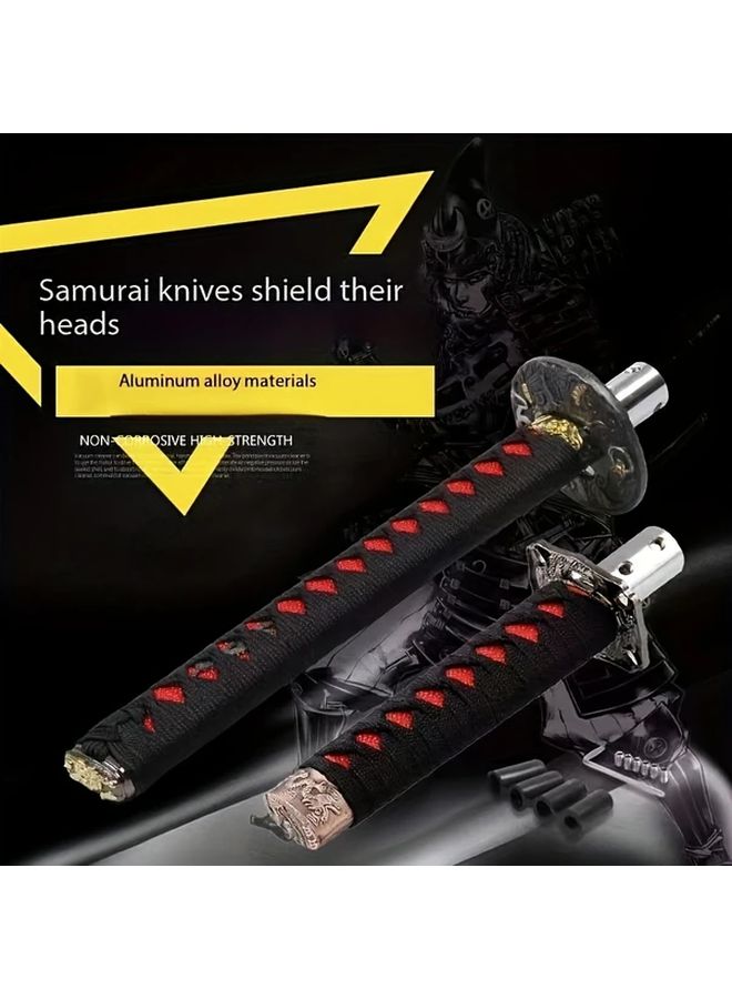 Universal Samurai Paddle Shift Knob 7 87 Inch Gold Black Gear Lever Handle With Adapters - Image 2