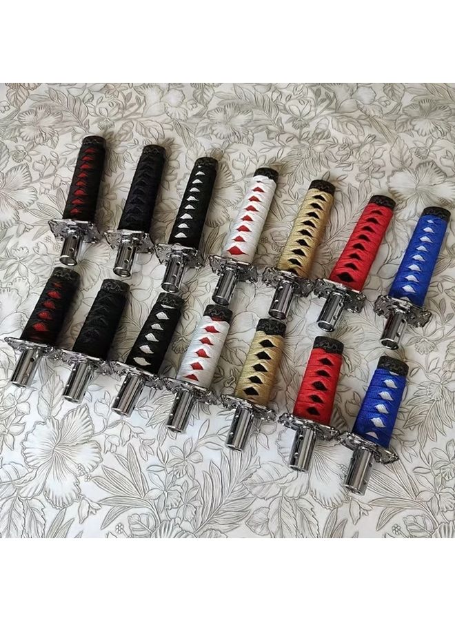 Universal Samurai Paddle Shift Knob 7 87 Inch Gold Black Gear Lever Handle With Adapters - Image 1