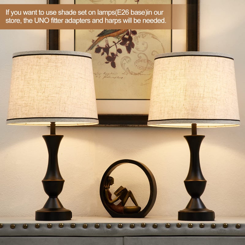 Luvkczc Drum Lampshades Set of 2, Fabric Lampshades for Table & Floor Lamps, Medium Size 13" Top x 11" Bottom x 10" High, Natural Linen Hand Crafted, Lamp Shade Harp Holder Included - Image 4
