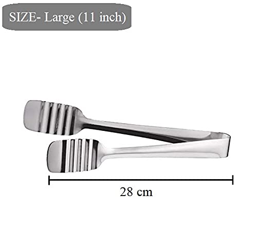 KitchenFest® Cake Tong, Chapati Tong, Paratha Tong, and Salad Serving Food Tong | Stainless Steel | 11 Inch - Image 2