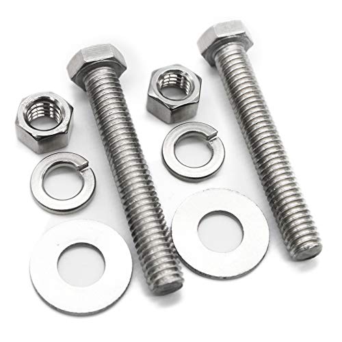Fullerkreg (5 Sets) 3/8-16x3 Stainless Steel Hex Head Screws Bolts, Nuts, Flat & Lock Washers, 18-8 (304) S/S, Fully Threaded by Bolt Fullerkreg - Image 4
