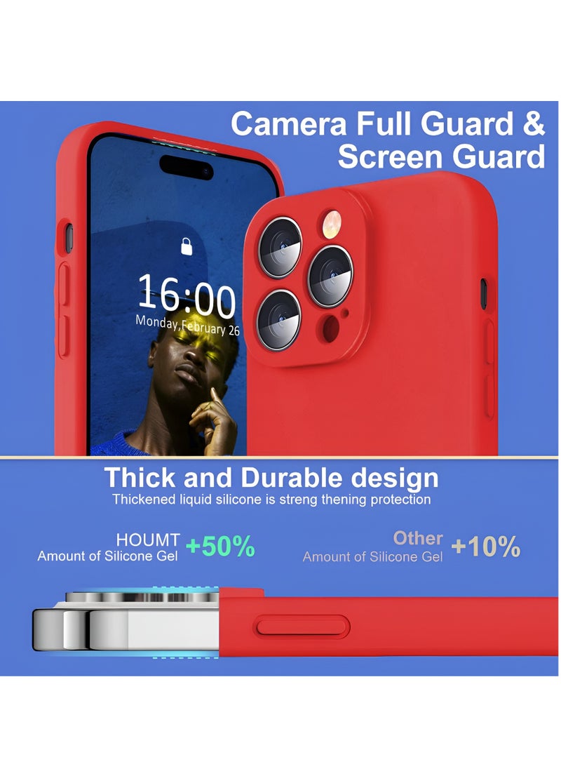 iPhone 14 Pro Case 6.1 Inch with 2Pack Screen Protector Soft Liquid Silicone Cover - Slim Fit Camera Protective Phone Case for Apple iPhone 14 Pro
