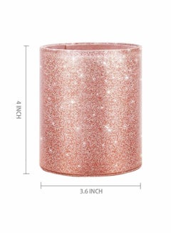 Excefore Pen Holder for Desk, Pencil Cup Pink Glitter Bling for Women Girls, Luxury Makeup Brush Holder Large Pu Leather Multi-Functional Organizer Cup for Office, Classroom, Home, Rose Gold  - Image 2