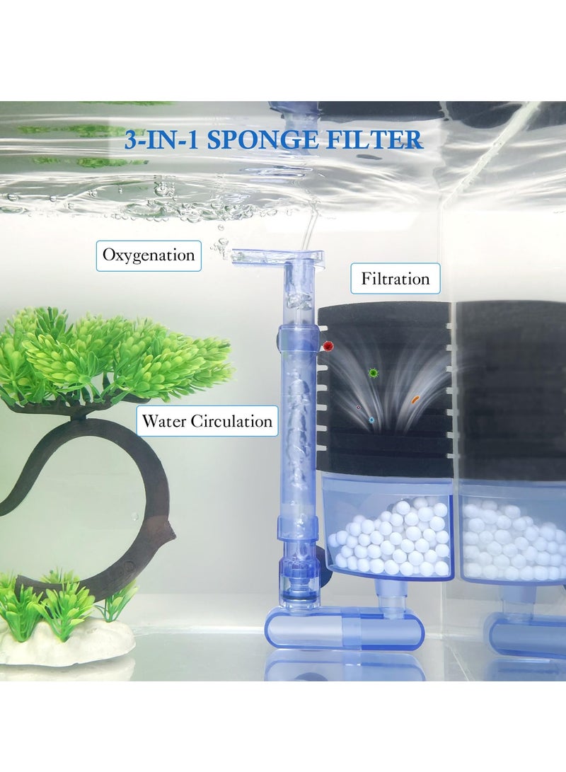 Aquarium Bio Sponge Filter, Air Powered Fish Tank Sponge Filter with an 8 Layer Sponge and 1 Bag of Ceramic Balls for Fish Tank, Betta Tank, Shrimp Tank, Breeding  - Image 4