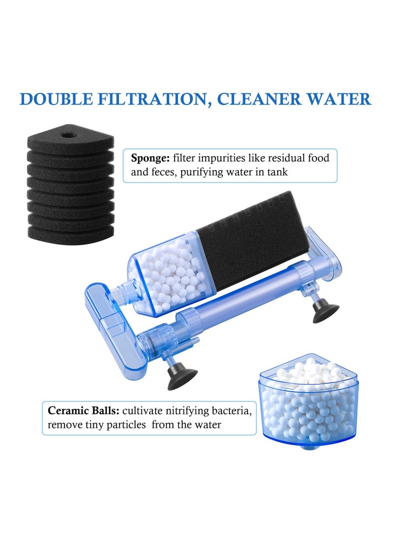 Aquarium Bio Sponge Filter, Air Powered Fish Tank Sponge Filter with an 8 Layer Sponge and 1 Bag of Ceramic Balls for Fish Tank, Betta Tank, Shrimp Tank, Breeding  - Image 2