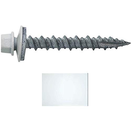 Jake Sales Metal Roofing Screws: (250) 10 x 1-1/2" Brite White Hex Head Sheet Metal Roof Screw. Self Starting Metal to Wood siding Screws. EPDM Washer. Colored Head - Image 2