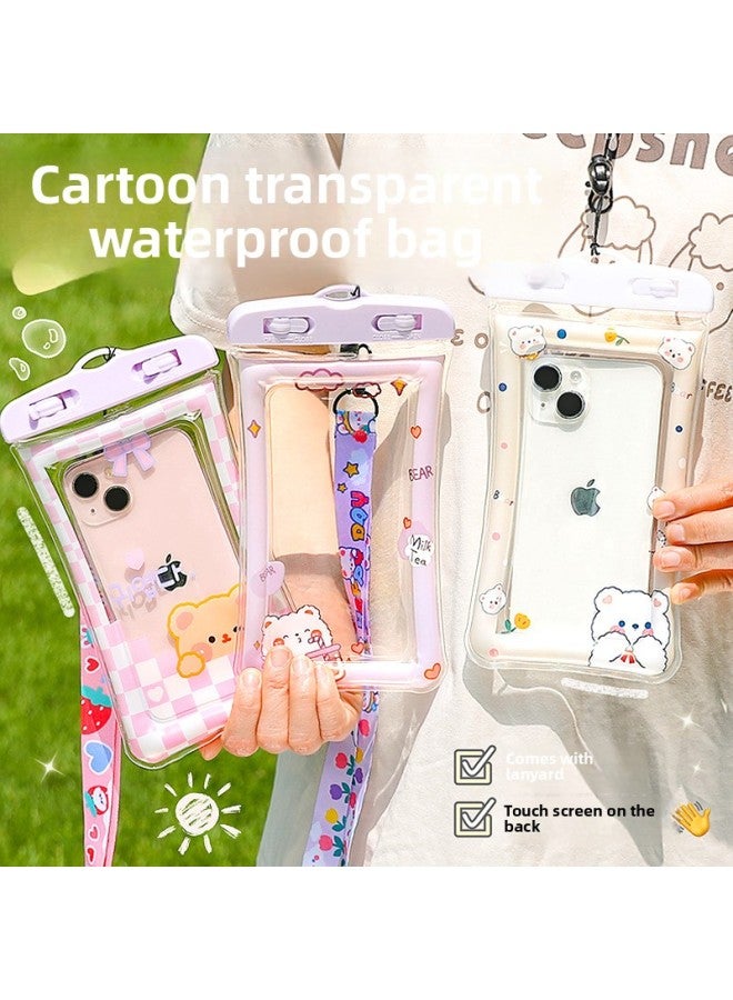 general Mobile Phone Waterproof Bag, Sealed With Touch Screen, Swimming, Underwater Photography, Diving, Rafting Airbag, Halter Cartoon Mobile Phone Case-Color:Yellow Duck Brown Bear-comes With Lanyard - Image 5