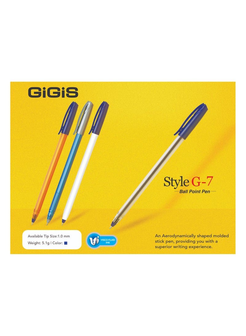 Gigis Unimax Style G-7 Ballpen 50-Pieces Box, 1.00 mm, Blue, Smooth Writing Ballpoint Pen for School Office Home - Image 2