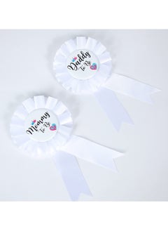RTYY Baby Shower Mommy to Be Sash Baby Gender Reveal Sash White Baby Shower Tinplate Badge Pin Mommy Sash And Daddy to Be Badge for Gender Reveal and Baby Showers Decorations  - Image 3