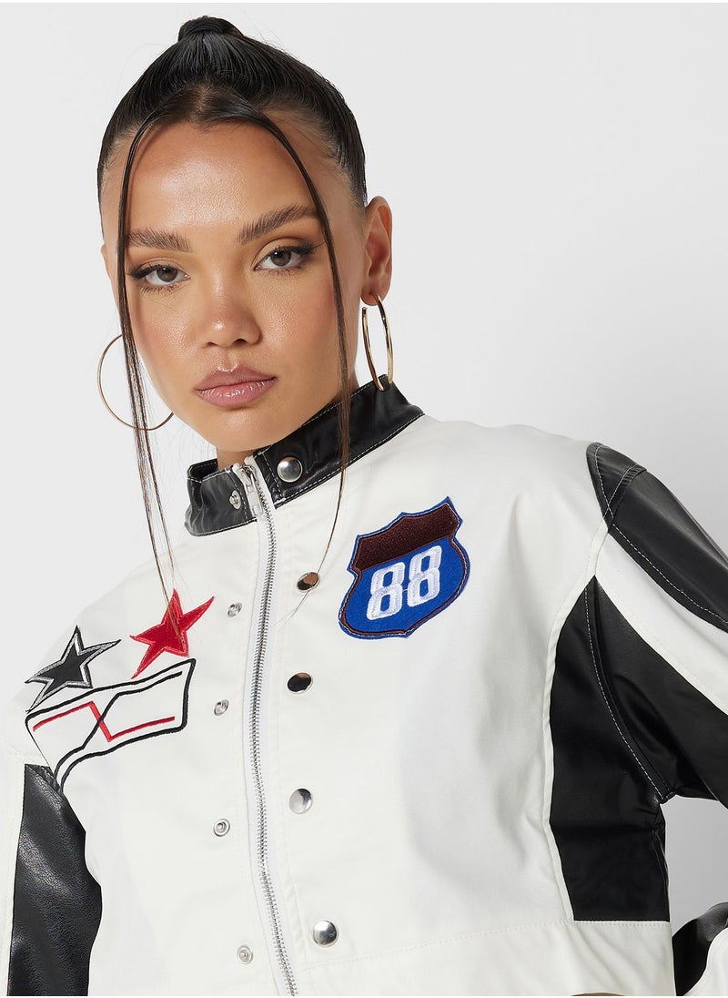 Ginger - Varsity Style PU Leather Jacket - Image 1