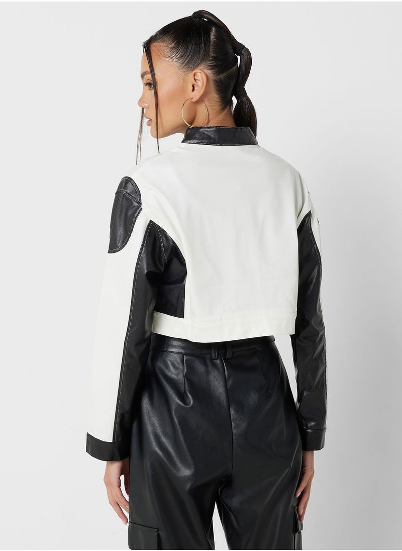 Ginger - Varsity Style PU Leather Jacket - Image 1