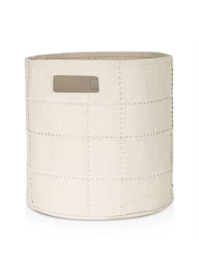 MakeMake Organics Storage Bins for Kids Nursery Bin Organizer (13"x12") Laundry Basket for Closet, Decorative Floor Storage Basket Canvas Fabric Storage Basket (Mesh - Natural) - Image 1