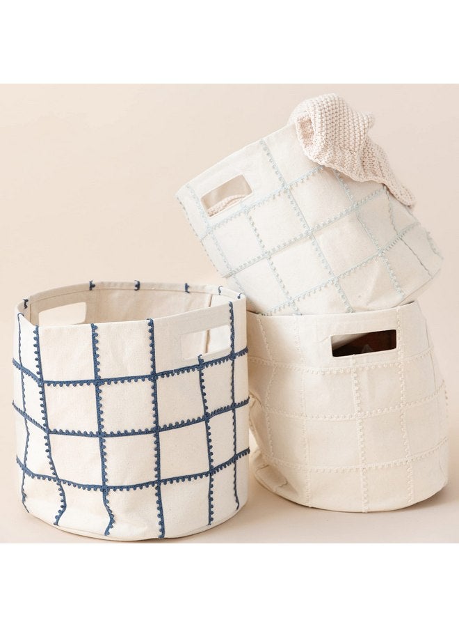 MakeMake Organics Storage Bins for Kids Nursery Bin Organizer (13"x12") Laundry Basket for Closet, Decorative Floor Storage Basket Canvas Fabric Storage Basket (Mesh - Natural) - Image 3